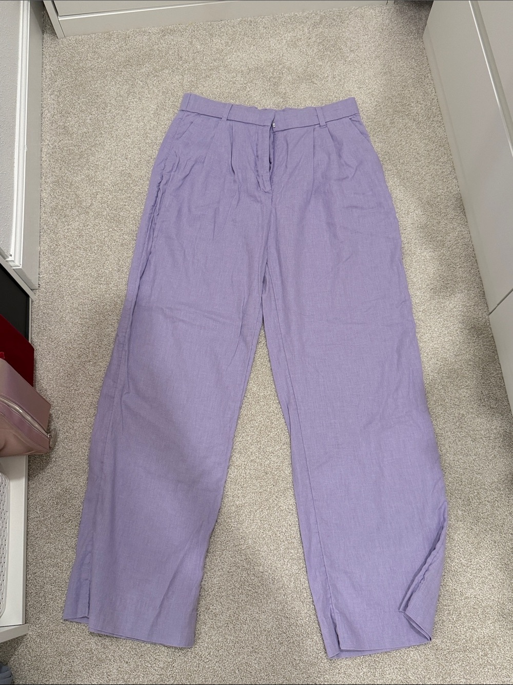 Abercrombie & Fitch Lavender Wide Leg Trousers LINEN